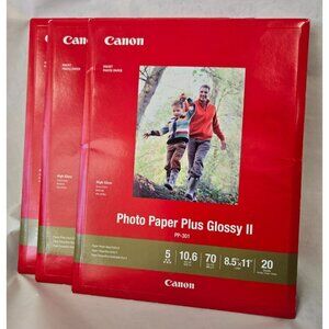 Canon Photo Paper Plus Glossy II PP 301Ink Jet 20 Sheets 8.5X11 Lot of 3 New